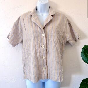 MADEWELL Lightestspun Cotton Gauze Striped Boxy Fit Button Down Top Size S